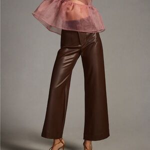 Maeve Chocolate Wide-Leg Leather Pants 27 Talk